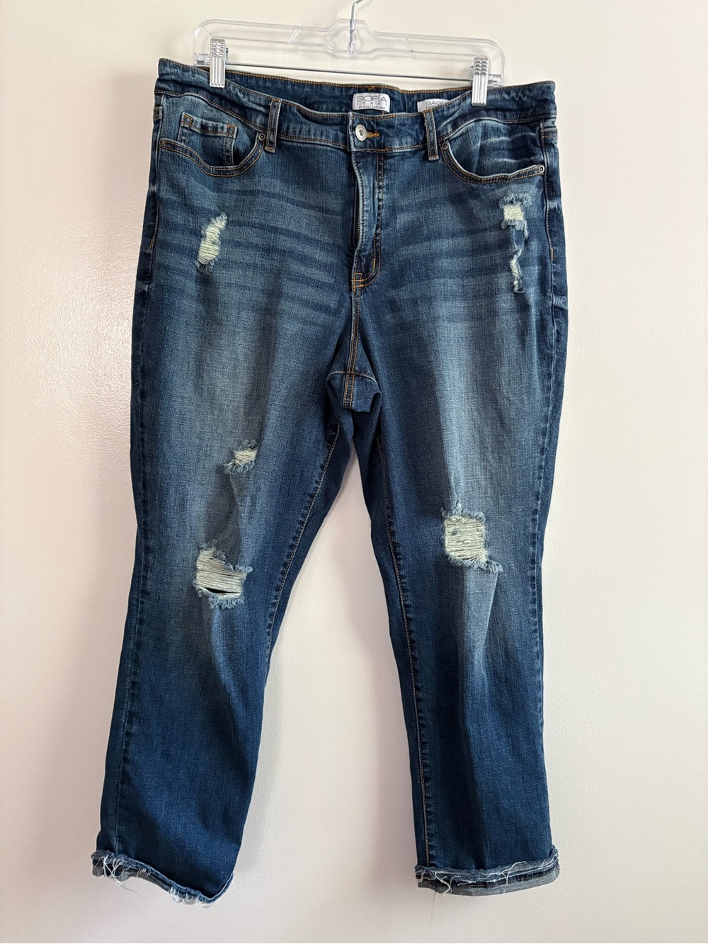 Sofia Jeans by Sofia Vergara Bagi Boyfriend Distressed Jeans Short Dark Wash 12